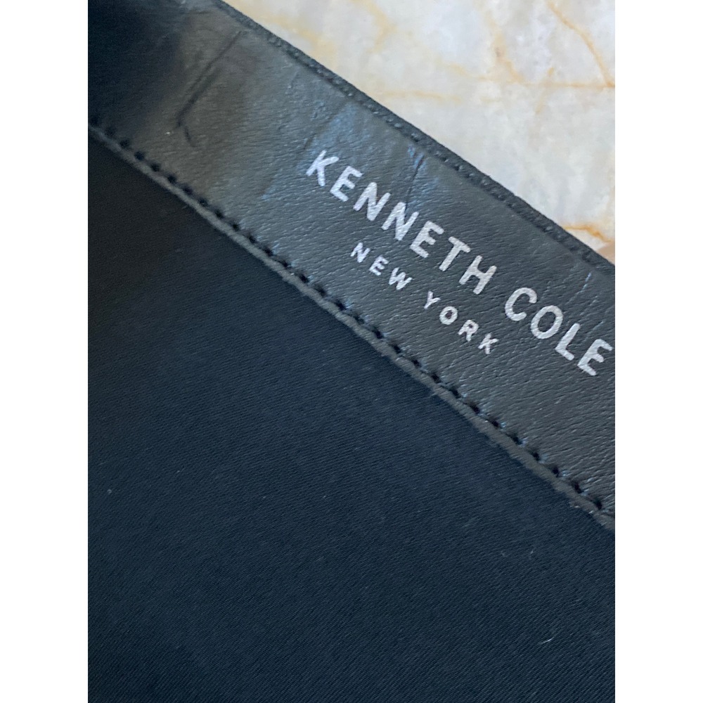 Kenneth Cole New York Black Pebbled Leather Knee High Block Heel Lug Boots - Picture 7 of 9